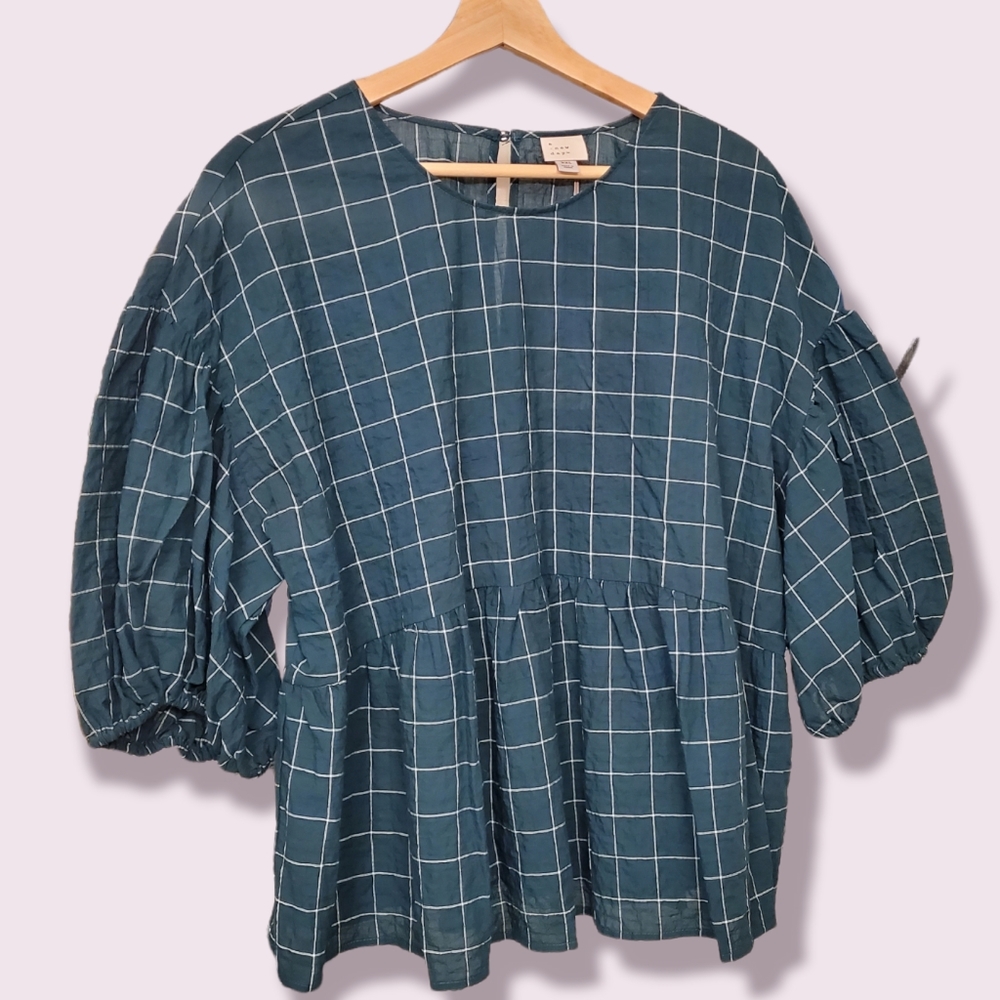 NWT A New Day Puff Sleeve Peplum Top